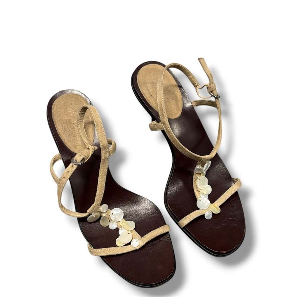 Ann Taylor Suede T-Strap Heeled Sandals Size 7M